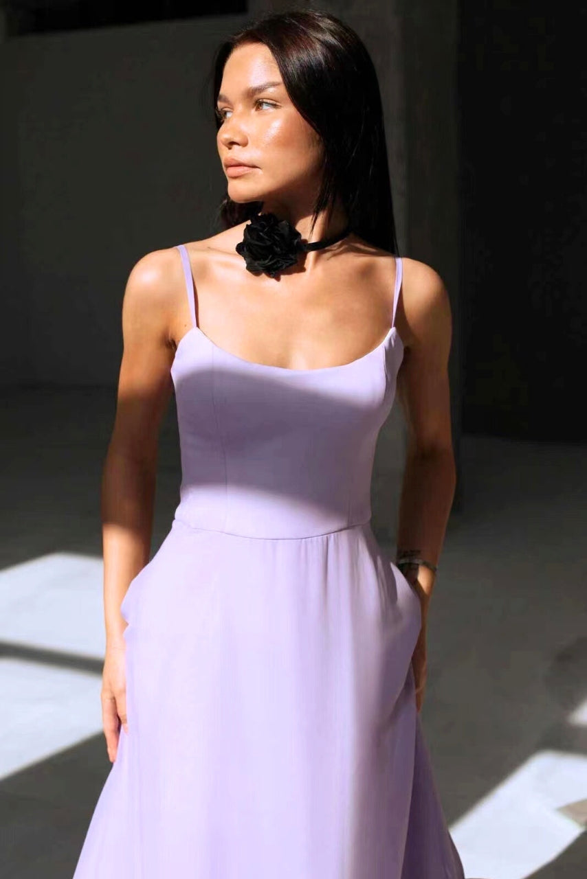 A-Line Midi Dress with Wide Ruffle Hem