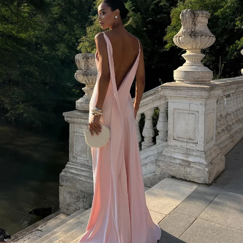 Cowl Neck Maxi Dress with Spaghetti Straps