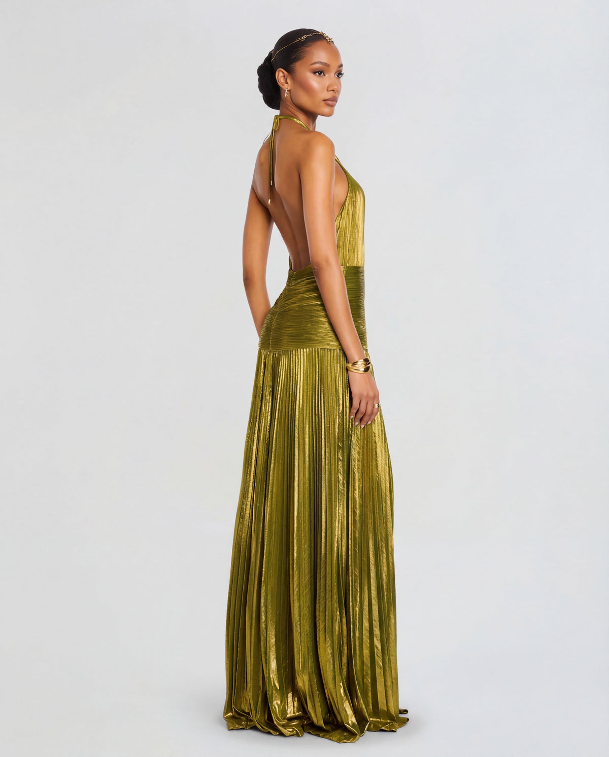 Halter Neck Maxi Dress with High Leg Slit
