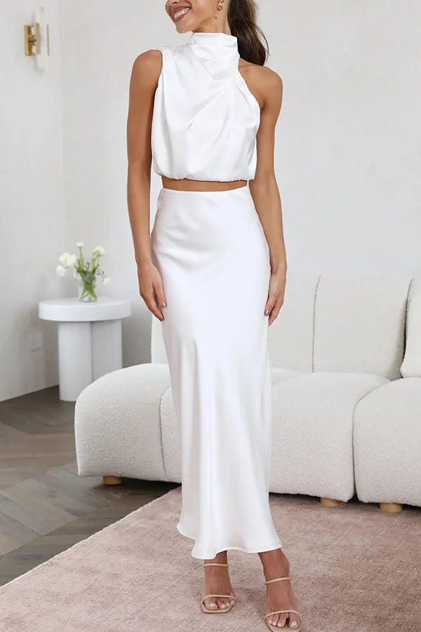 Halter Top and Midi Skirt Set