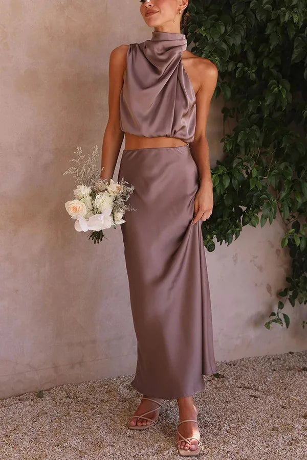 Halter Top and Midi Skirt Set