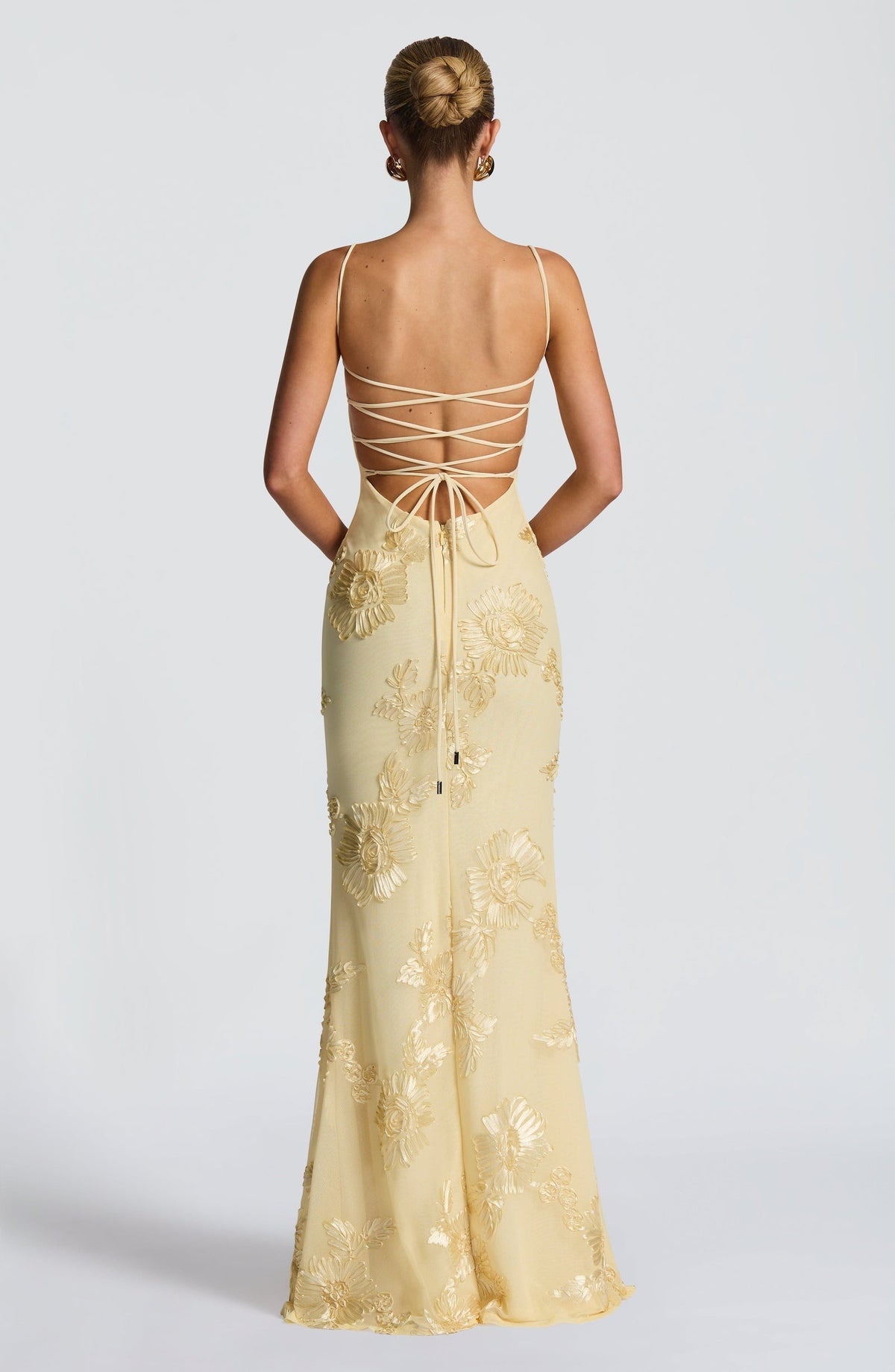 Maxi Dress with Raised 3D Floral Appliqués