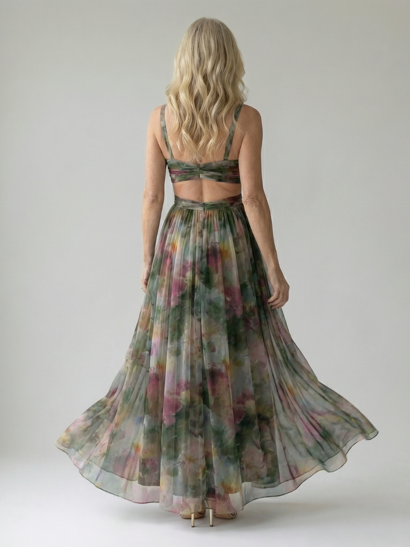 Crossover V-Neck Maxi Dress