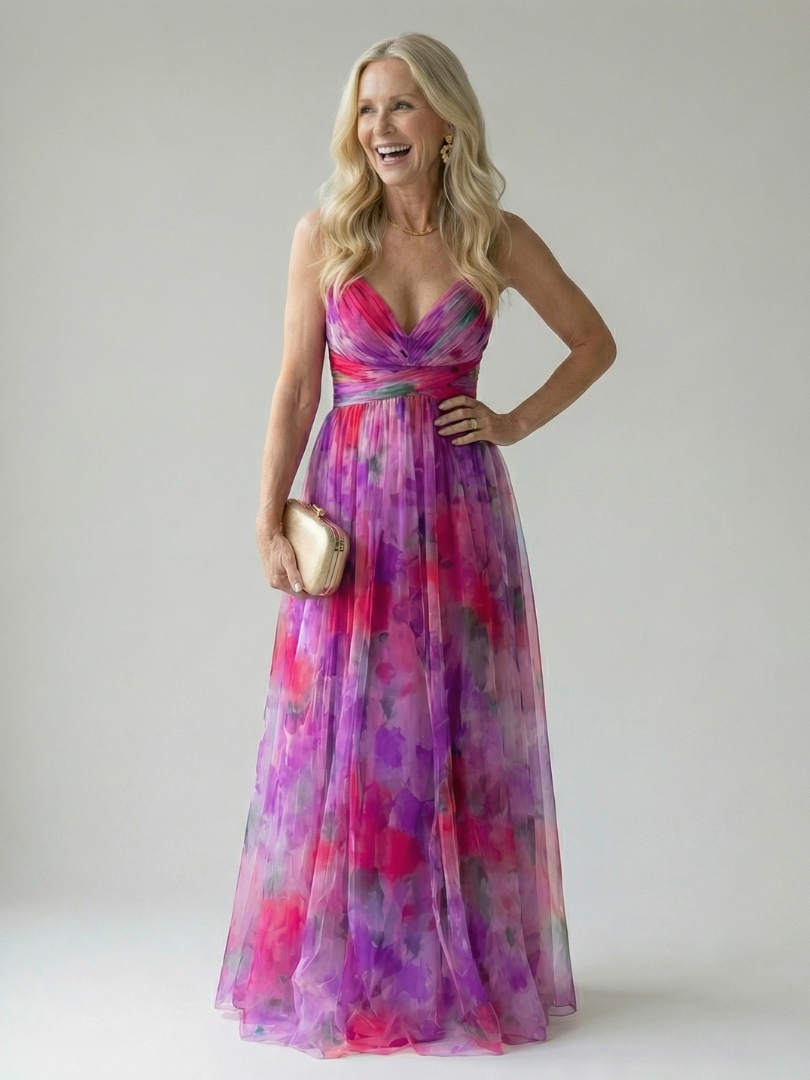 Crossover V-Neck Maxi Dress