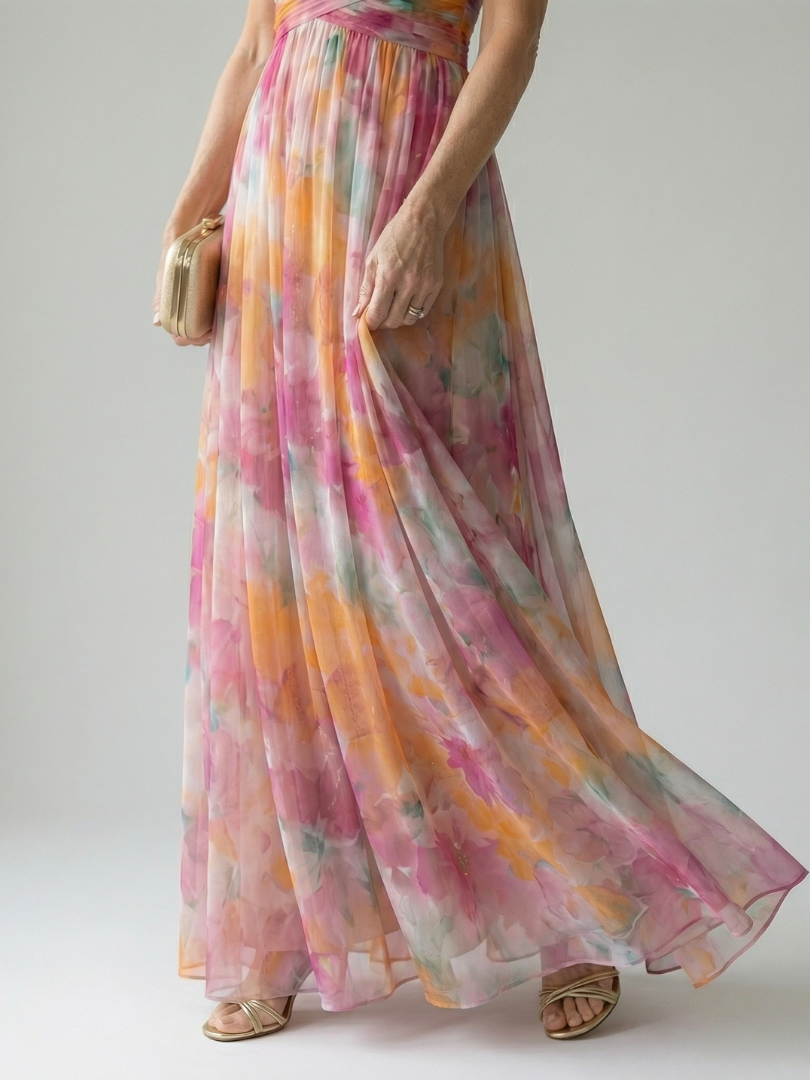 Crossover V-Neck Maxi Dress