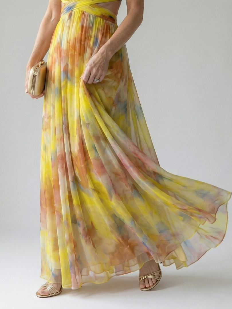 Crossover V-Neck Maxi Dress