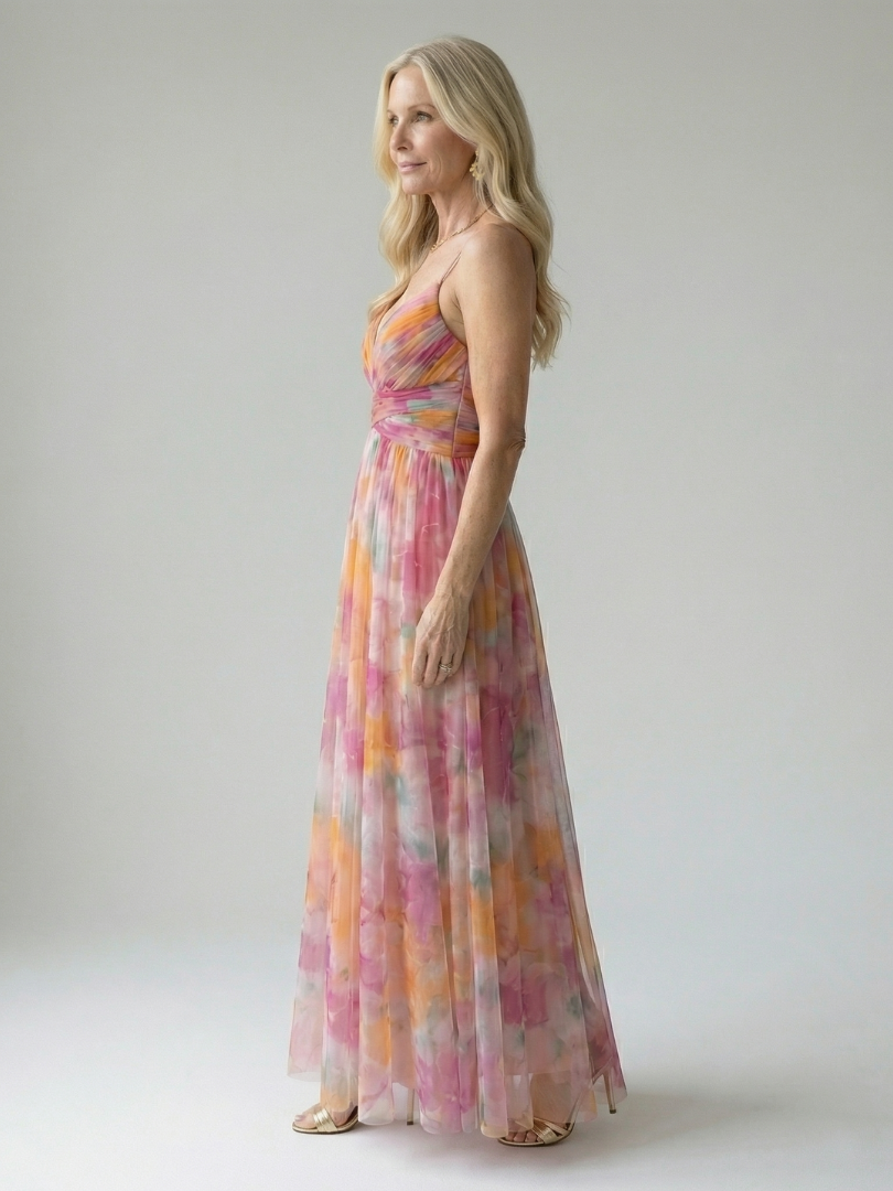 Crossover V-Neck Maxi Dress