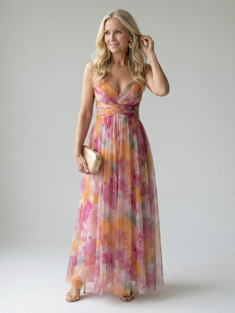 Crossover V-Neck Maxi Dress