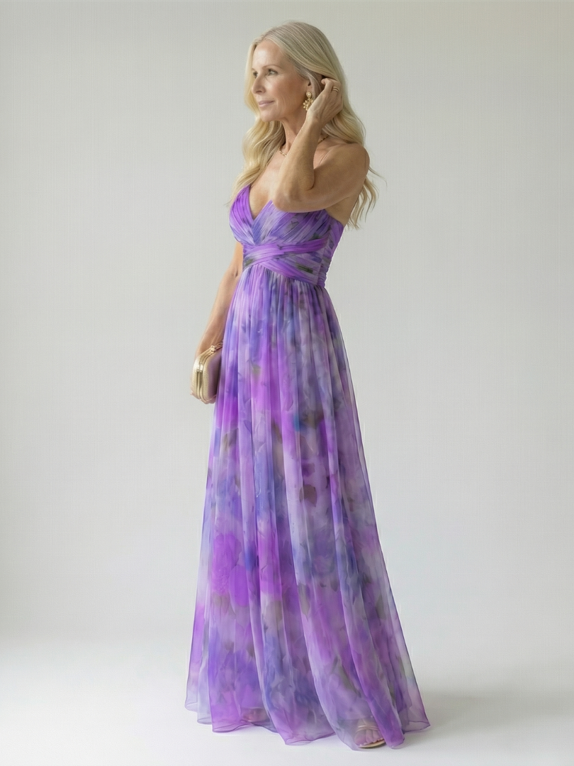 Crossover V-Neck Maxi Dress