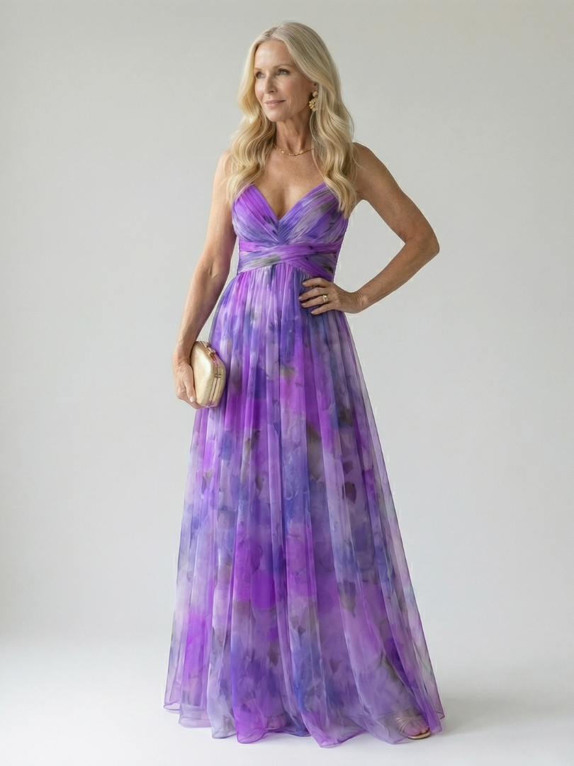 Crossover V-Neck Maxi Dress