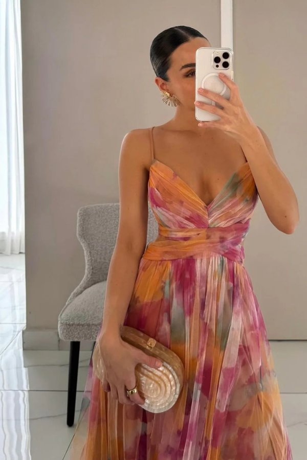 Floral Wrap V-Neck Maxi Dress