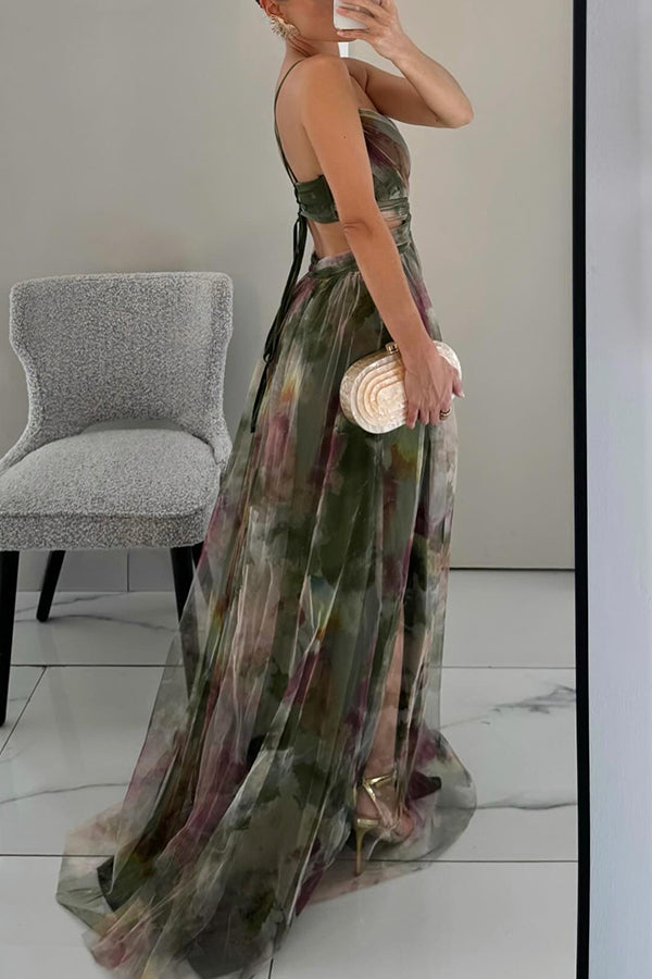 Floral Wrap V-Neck Maxi Dress