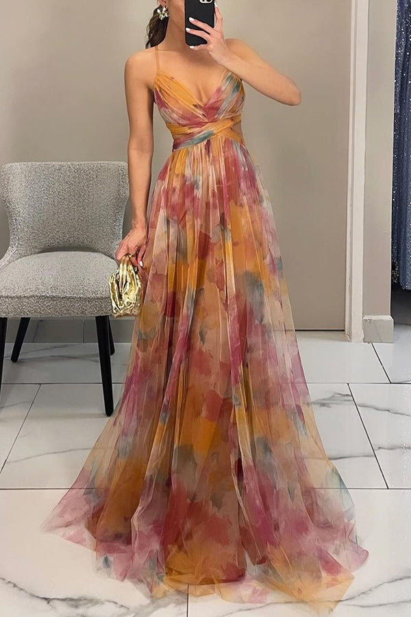 Floral Wrap V-Neck Maxi Dress