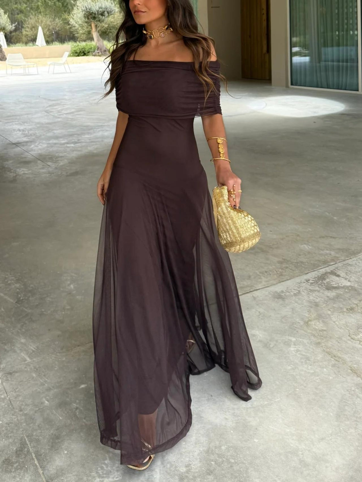 Off-Shoulder Maxi Dress