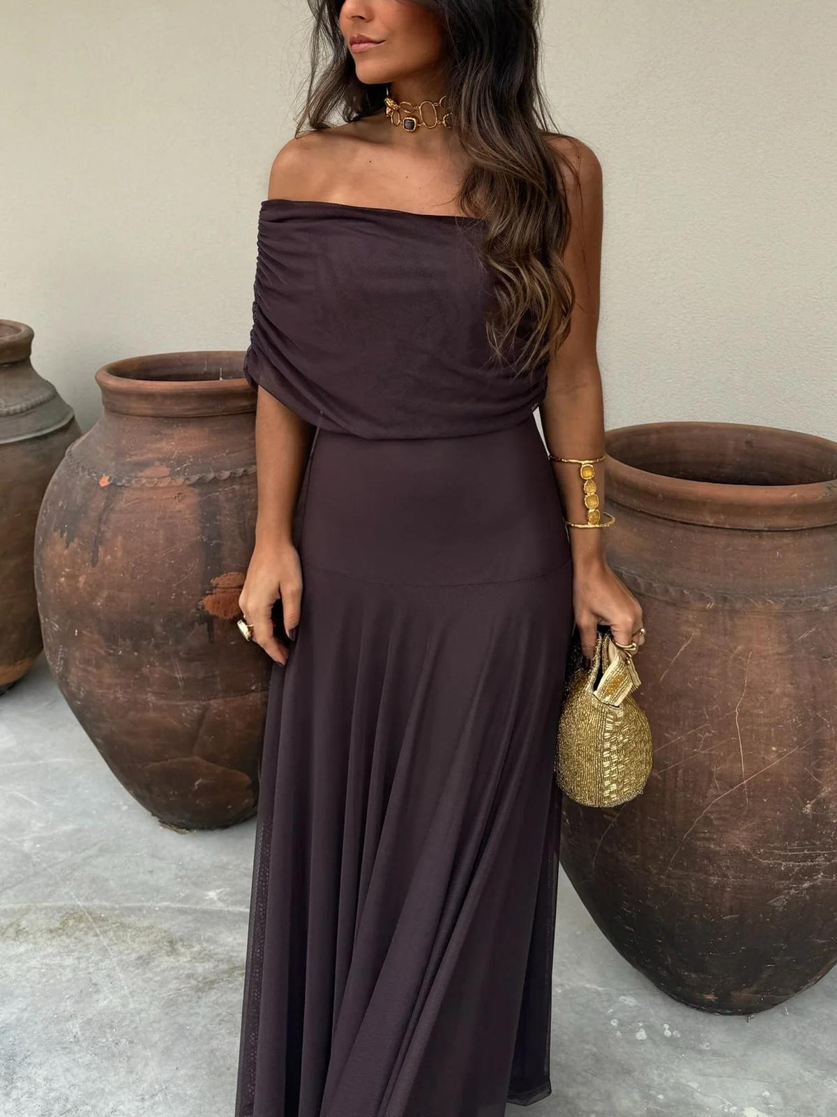 Off-Shoulder Maxi Dress