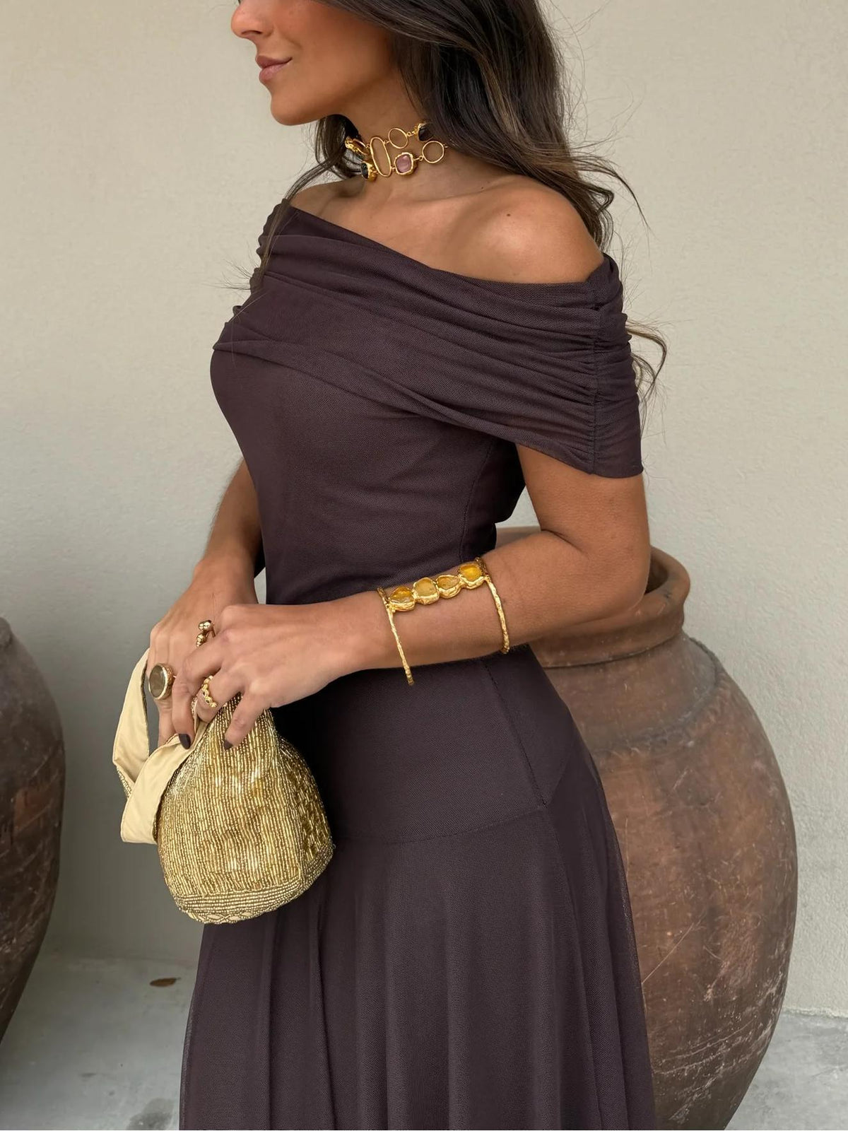 Off-Shoulder Maxi Dress