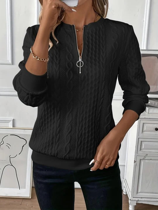 Cable Knit Jumper with Full Front Zip