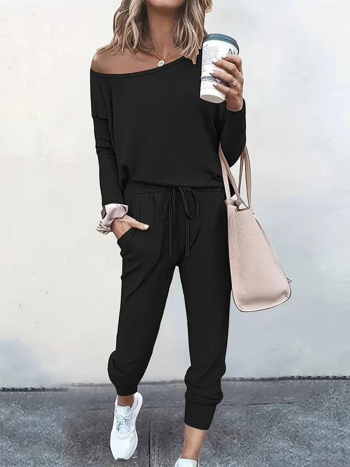 Two-Piece Jogger Set with Drawstring Waist