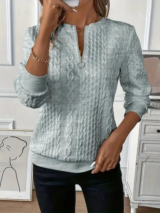 Cable Knit Jumper with Full Front Zip
