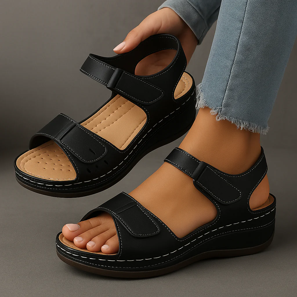 Cushioned Wedge Sandals with Adjustable Strap