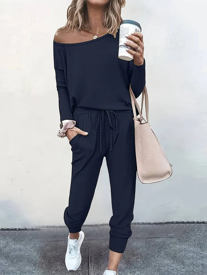 Two-Piece Jogger Set with Drawstring Waist