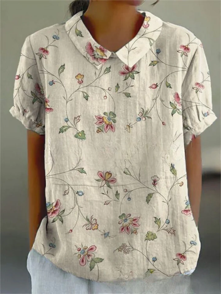 Blouse with All-Over Floral Print