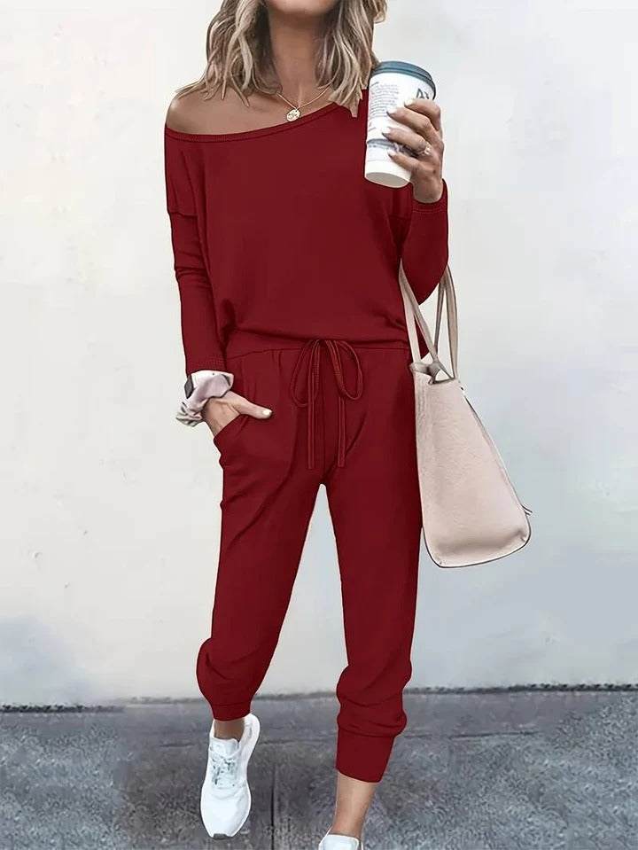 Two-Piece Jogger Set with Drawstring Waist