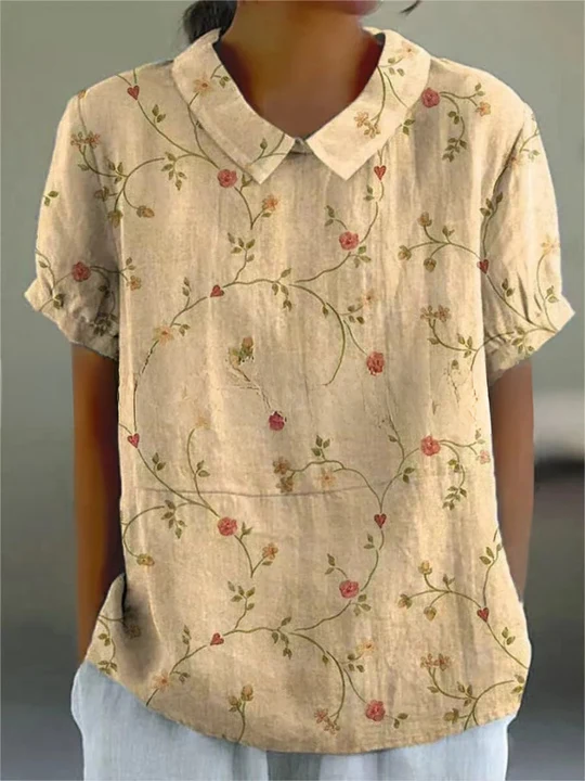 Blouse with All-Over Floral Print