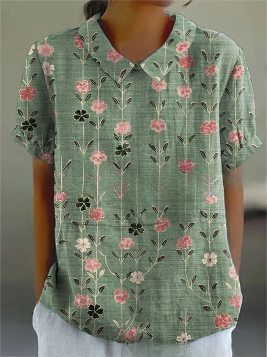 Blouse with All-Over Floral Print