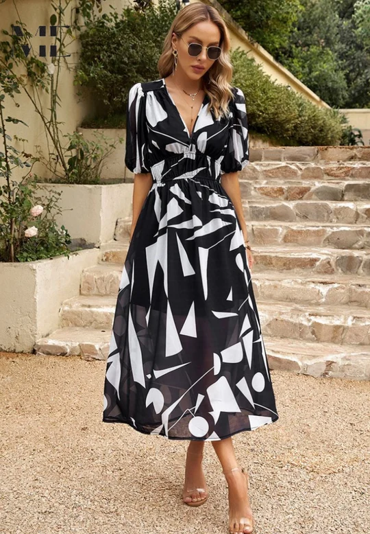 Dress with Botanical Floral Print