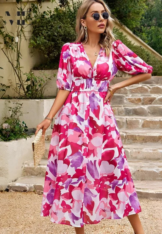 Dress with Botanical Floral Print
