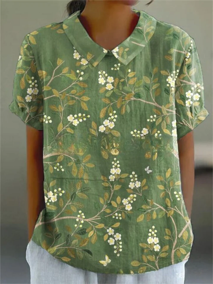 Blouse with All-Over Floral Print