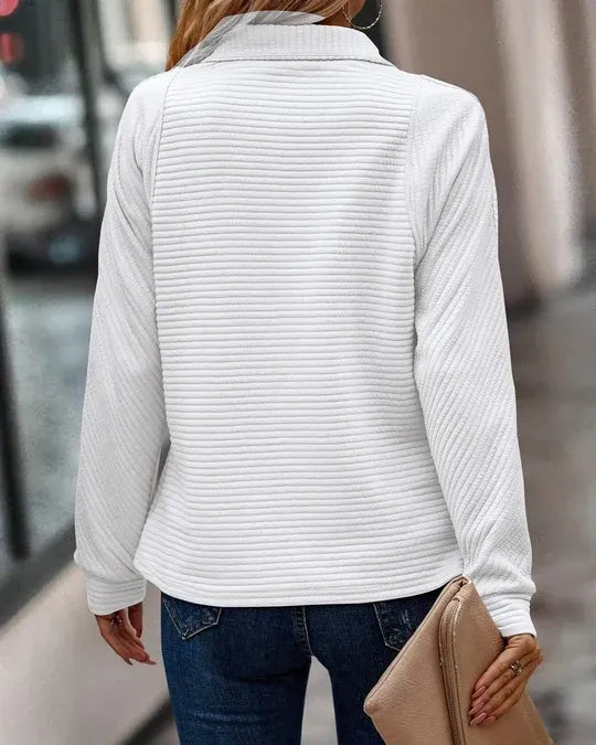Jumper with V-Neck Zip and Snug Relaxed Knit