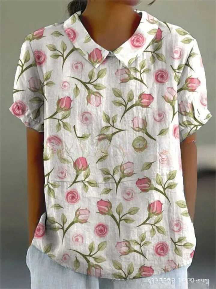 Blouse with All-Over Floral Print