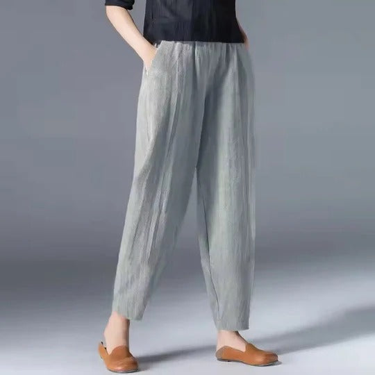 Summer Trousers with Loose Cut and Tapered Ankle