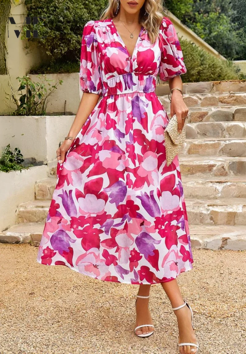Dress with Botanical Floral Print