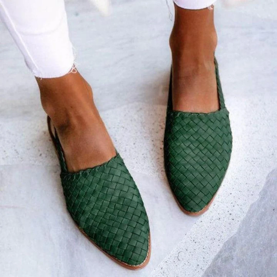 Woven Vegan Leather Ballet Flats