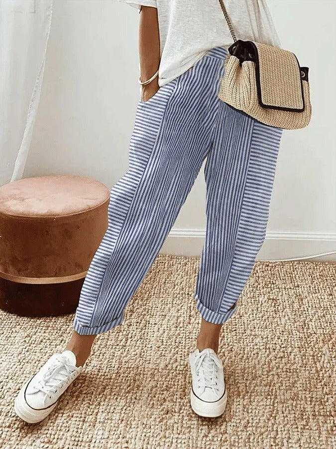Striped Relaxed-Fit Pants