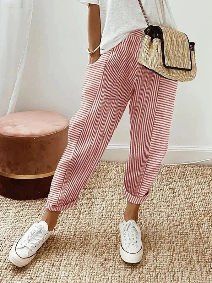 Striped Relaxed-Fit Pants