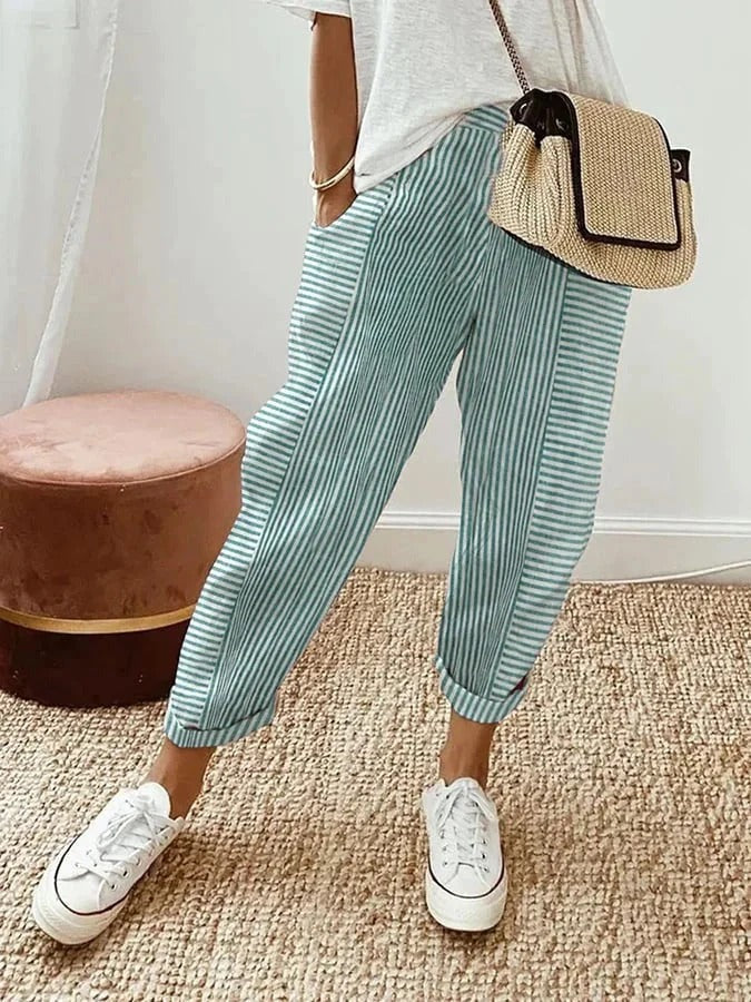 Striped Straight-Leg Trousers