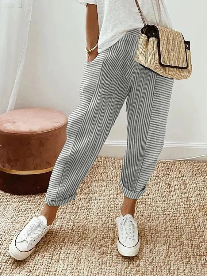 Striped Straight-Leg Trousers
