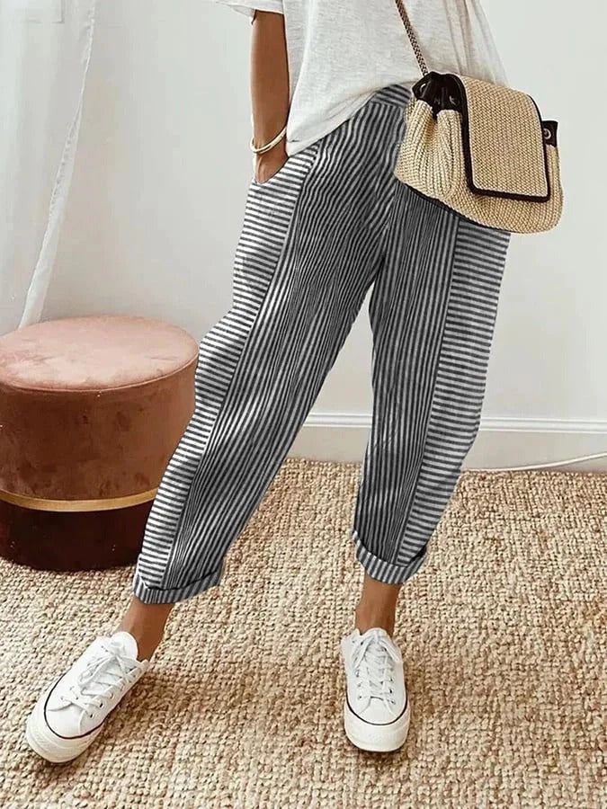 Striped Straight-Leg Trousers