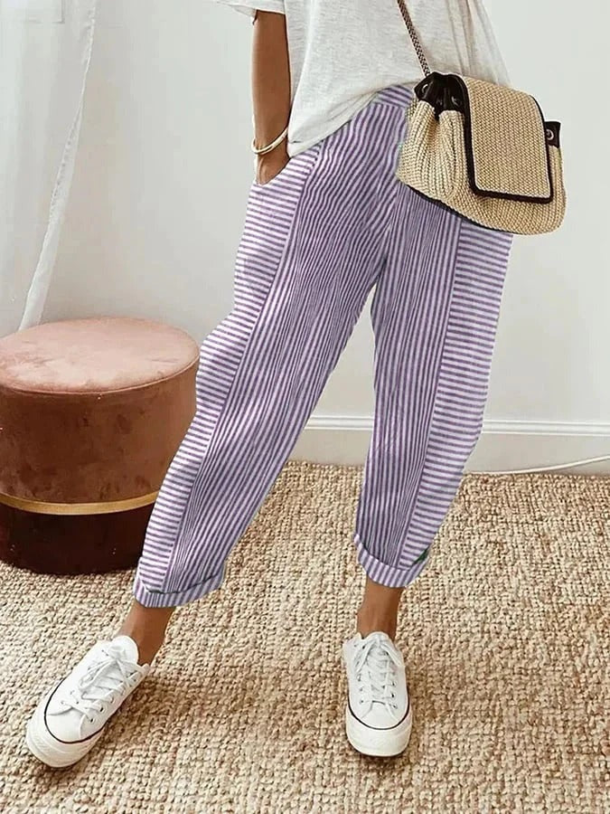 Striped Straight-Leg Trousers