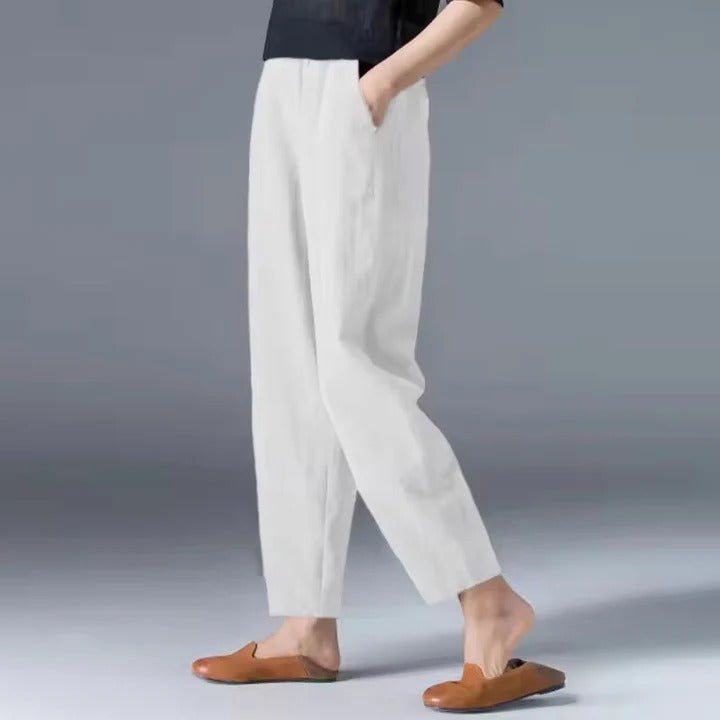 Summer Trousers with Loose Cut and Tapered Ankle