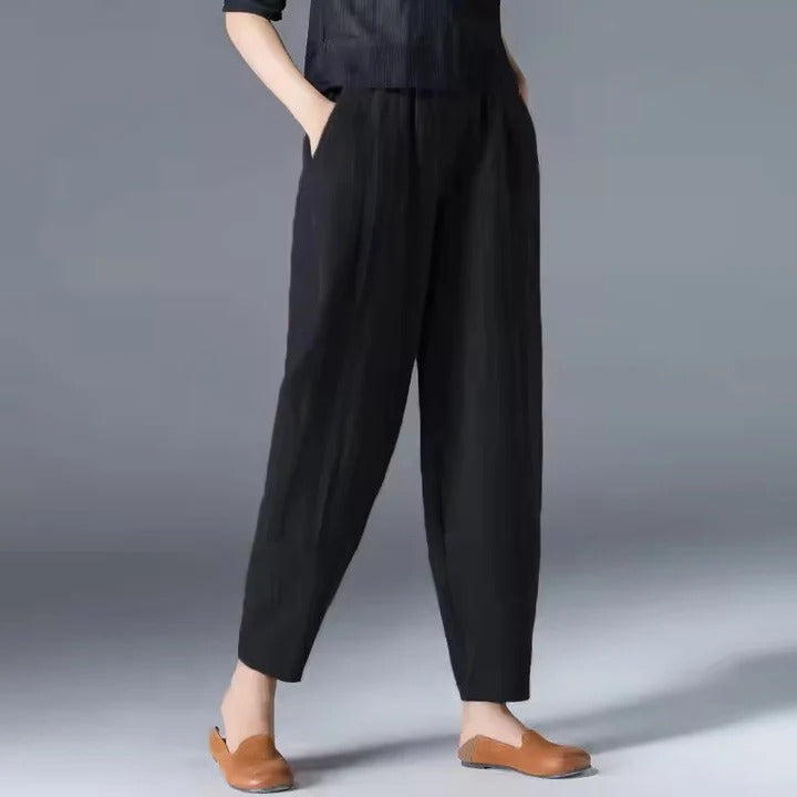 Summer Trousers with Loose Cut and Tapered Ankle