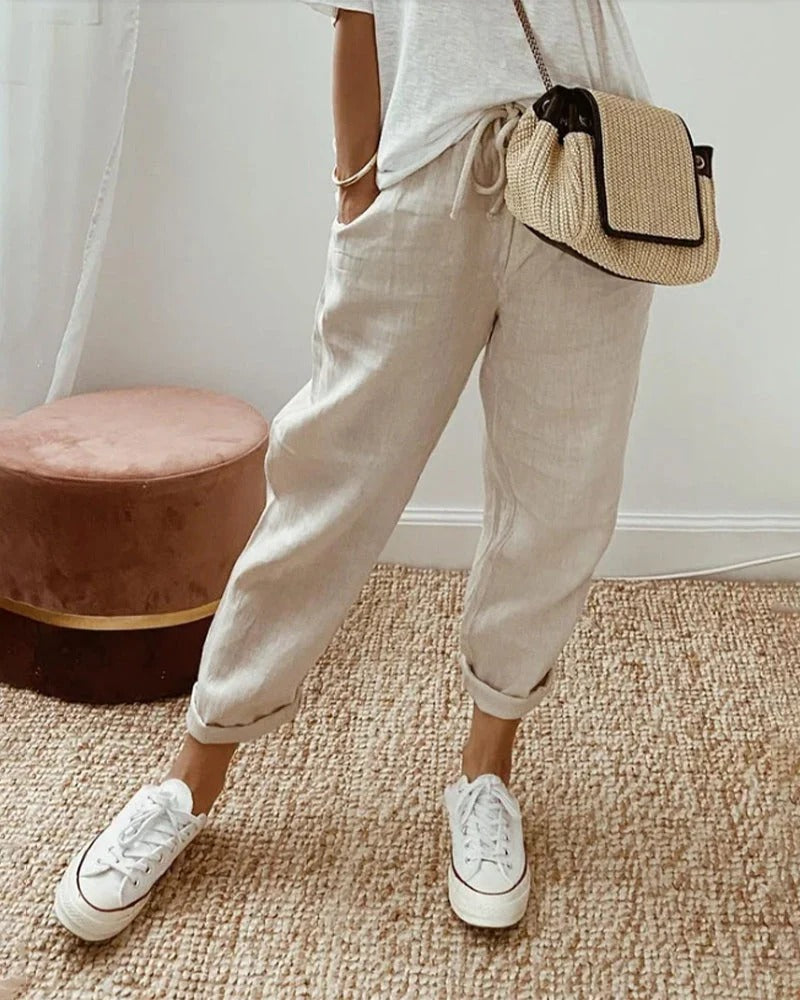 High-Waisted Straight-Leg Trousers