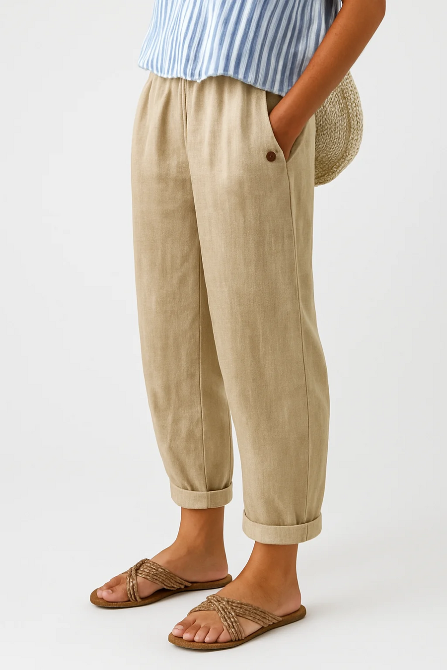 Straight-Leg Pants with Side Pockets