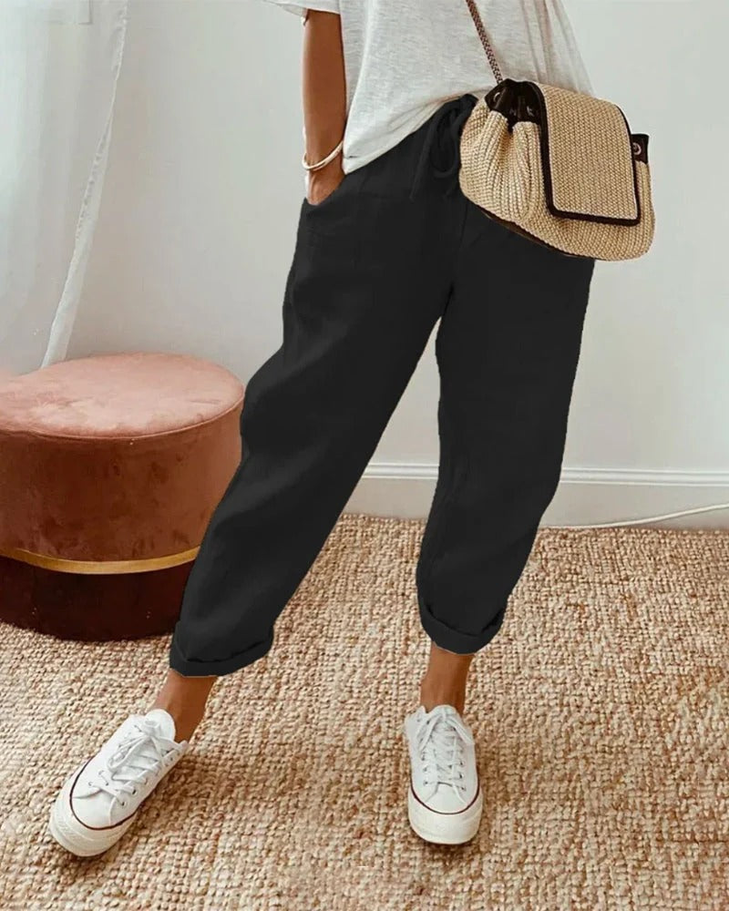 High-Waisted Straight-Leg Trousers