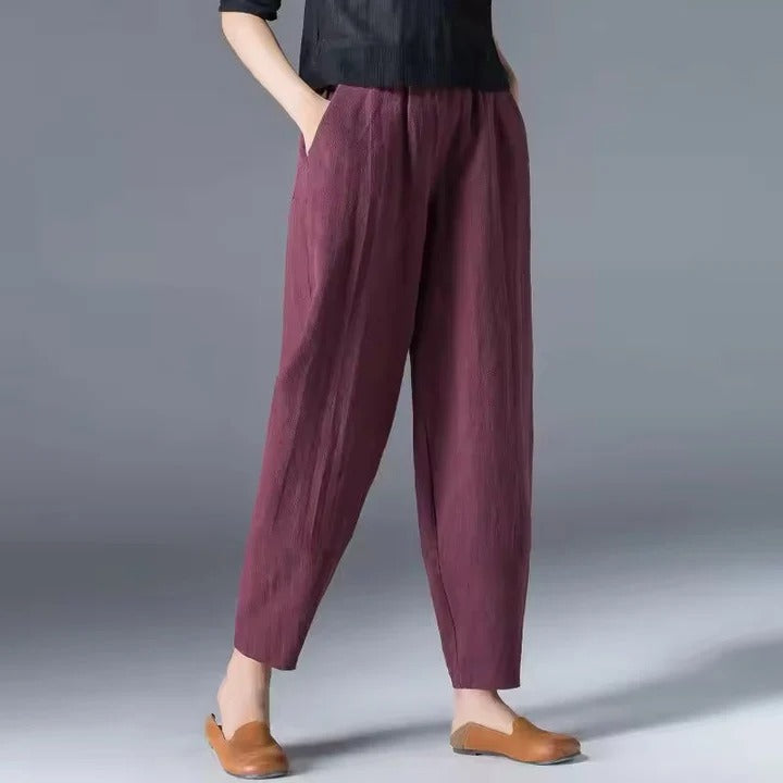 Summer Trousers with Loose Cut and Tapered Ankle