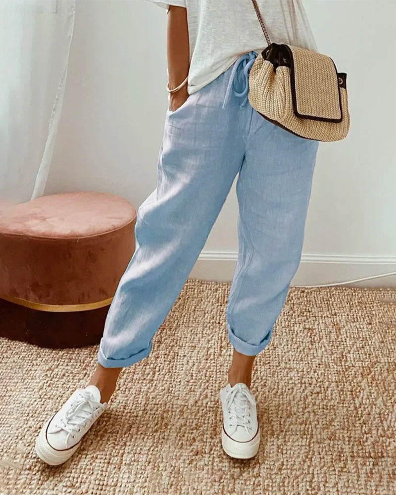 High-Waisted Straight-Leg Trousers